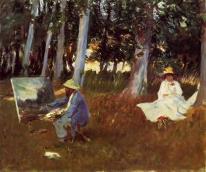 Claude Monet Painting by the Edge of the Woods - John Singer Sargent oil painting