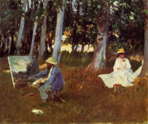 Claude Monet Painting by the Edge of the Woods -  John Singer Sargent oil painting