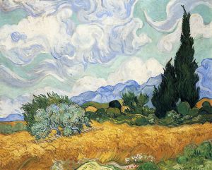 Wheatfield with Cypress -   Vincent Van Gogh Oil Painting