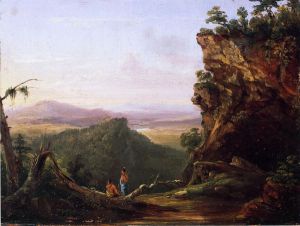 Indians Viewing Landscape -   Thomas Cole Oil Painting