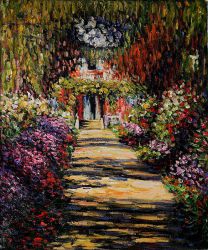 Garden Path at Giverny - Claude Monet Oil Painting