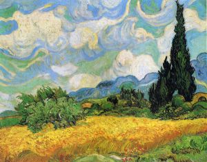 Wheat Field with Cypresses at the Haude Galline near Eygalieres II -   Vincent Van Gogh Oil Painting