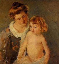 Jules Standing by His Mother -  Mary Cassatt Oil Painting