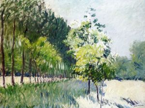 Lane Bordered by Trees - Gustave Caillebotte Oil Painting