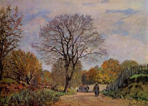 A Road in Seine-et-Marne - Alfred Sisley Oil Painting
