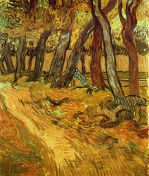 The Garden of Saint-Paul Hospital with Figure - Vincent Van Gogh Oil Painting