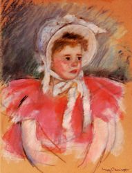 Simone in White Bonnet Seated with Clasped Hands (no.1) - Mary Cassatt Oil Painting