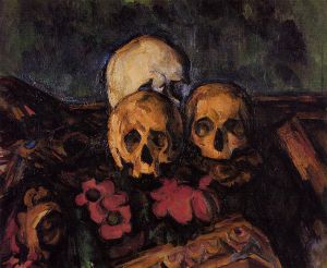 Three Skulls on a Patterned Carpet -    Paul Cezanne Oil Painting