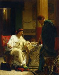 Vespasian Hearing from One of His Generals of the Taking of Jerusalem by Titus - Sir Lawrence Alma-Tadema Oil Painting