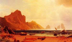 The Marina Piccdola, Capri -   Albert Bierstadt Oil Painting