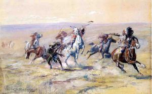 When Sioux and Blackfoot Meet -  Charles Marion Russell Oil Painting