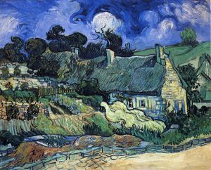 Houses with Thatched Roofs, Cordeville -  Vincent Van Gogh Oil Painting