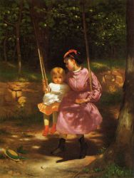 The Swing -   John George Brown Oil Painting