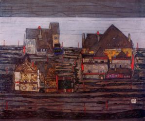 Vorstadt I -   Egon Schiele Oil Painting