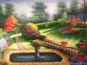 Garden Behind Autumn\'s Gate - Oil Painting Reproduction On Canvas
