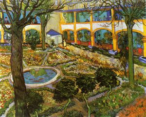 The Courtyard of the Hospital at Arles -   Vincent Van Gogh Oil Painting