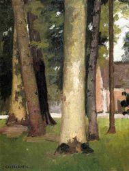 Yerres, Through the Grove, the Ornamental Farm -  Gustave Caillebotte Oil Painting
