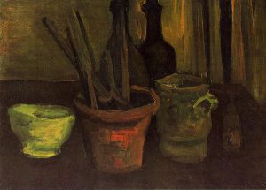 Still Life with Paintbrushes in a Pot - Vincent Van Gogh Oil Painting
