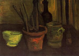 Still Life with Paintbrushes in a Pot -   Vincent Van Gogh Oil Painting