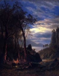 The Campfire -  Albert Bierstadt Oil Painting