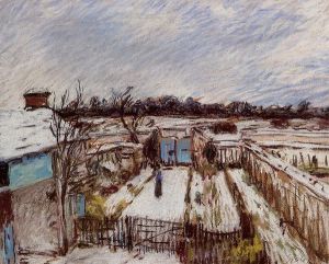 The Garden under the Snow -   Alfred Sisley Oil Painting