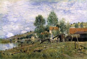 The Boatyard at Saint-Mammes -   Alfred Sisley Oil Painting