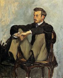 Portrait of Renoir - Jean Frederic Bazille Oil Painting