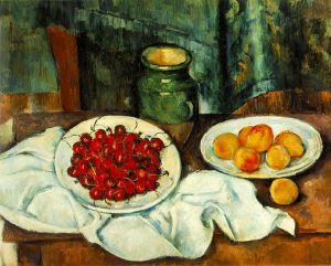 Still Life with a Plate of Cherries -    Paul Cezanne Oil Painting