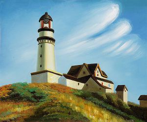 Lighthouse at Two Lights -  Edward Hopper Oil Painting