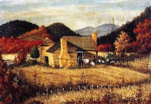 North Carolina Homestead with Mountains and Field - William Aiken Walker Oil Painting