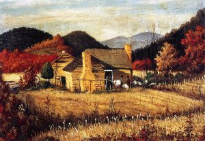 North Carolina Homestead with Mountains and Field -  William Aiken Walker Oil Painting