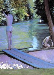 Bather Preparing to Dive, Banks of the Yerres - Gustave Caillebotte Oil Painting