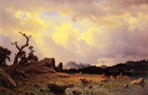 Thunderstorm in the Rocky Mountains -  Albert Bierstadt Oil Painting