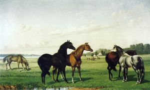 Horses in a Pasture -  William Aiken Walker Oil Painting