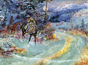 An Unscheduled Stop -   Charles Marion Russell Oil Painting