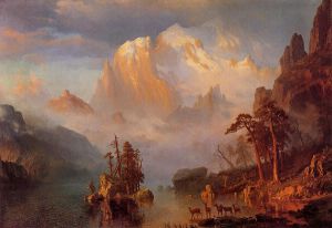 Rocky Mountains -  Albert Bierstadt Oil Painting