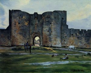 Queens Gate at Aigues-Mortes - Jean Frederic Bazille Oil Painting