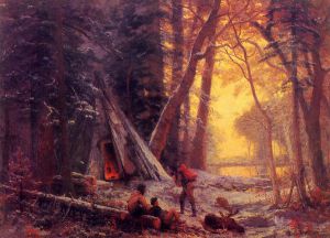 Moose Hunters\' Camp -  Albert Bierstadt Oil Painting