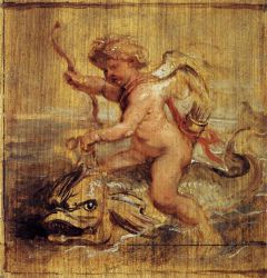 Cupid Riding a Dolphin - Peter Paul Rubens Oil Painting
