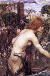 Woman Picking Flowers -   John William Waterhouse Oil Painting