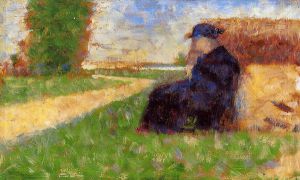 Large Figure in a Landscape -  Georges Seurat Oil Painting