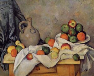 Curtain, Jug and Fruit -   Paul Cezanne Oil Painting