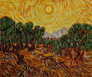 Olive Trees with Yellow Sun and Sky - Vincent Van Gogh Oil Painting