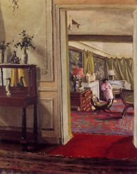 Interior with Woman in Pink -   Felix Vallotton Oil Painting