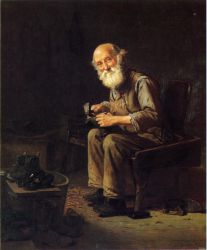 The Village Cobbler -   John George Brown Oil Painting