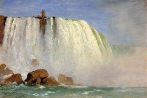 Study for \"Under Niagara\" -   Frederic Edwin Church Oil Painting