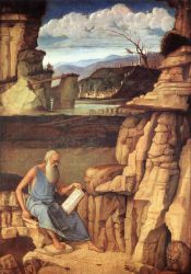 St. Jerome Reading in the Countryside -  Giovanni Bellini Oil Painting