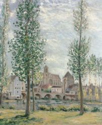 View of Moret-sur-Loing through the Trees -  Alfred Sisley Oil Painting