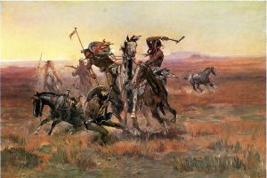 When Blackfeet and Sioux Meet -   Charles Marion Russell Oil Painting