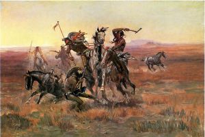 When Blackfeet and Sioux Meet - Charles Marion Russell Oil Painting